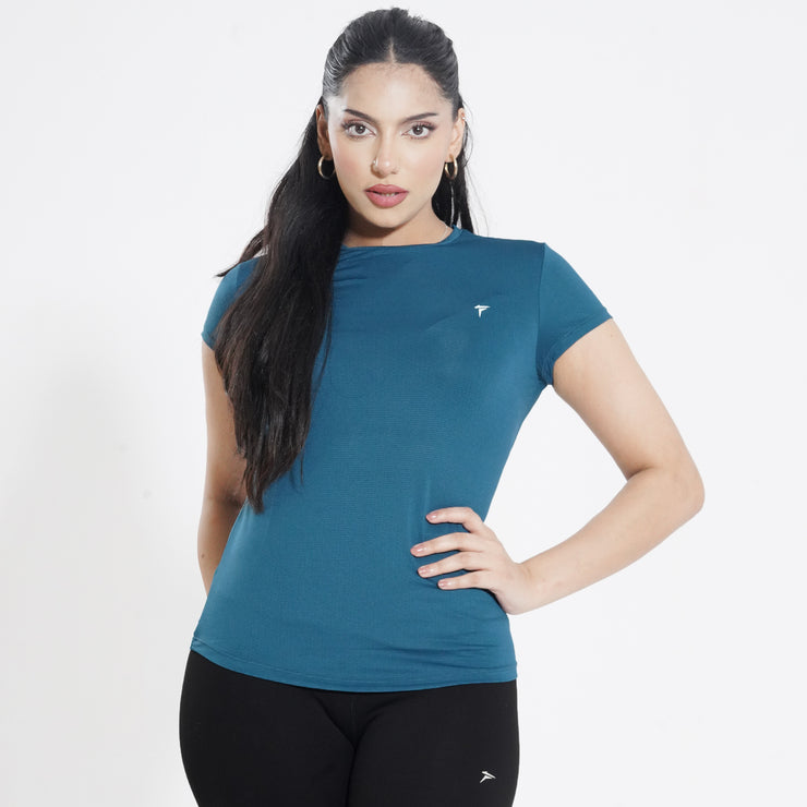 Tf-Premium Teal Green Cap Sleeve Women Top
