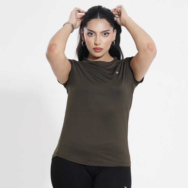 Tf-Premium Olive Cap Sleeve Women Top