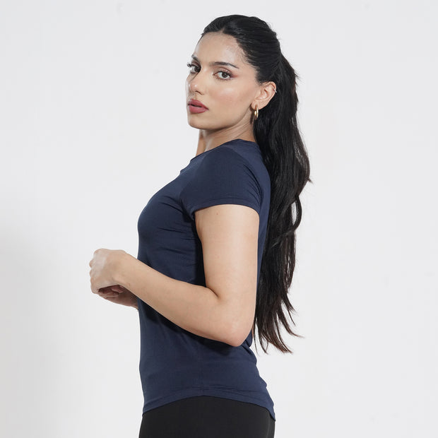 Tf-Premium Navy Cap Sleeve Women Top