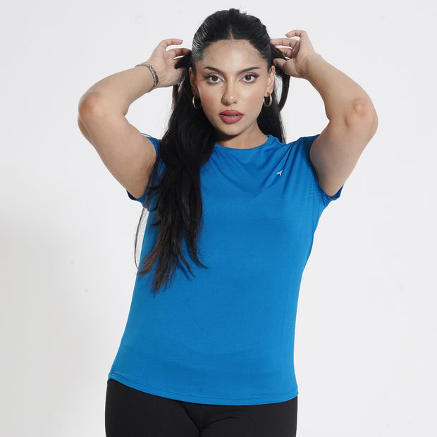 Tf-Premium Royal Blue Cap Sleeve Women Top