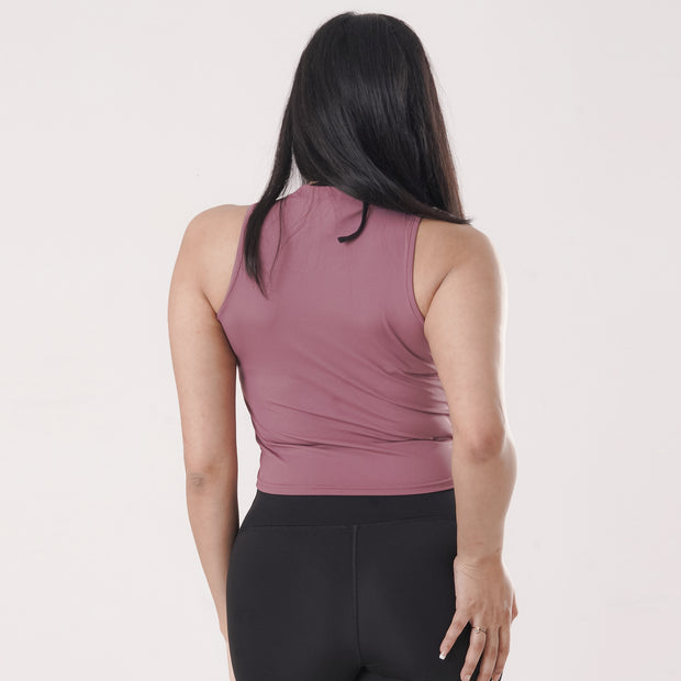 Tf-Essential Ribbed  Dull Maroon Women Sleeveless Top