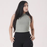 Tf-Essential Ribbed Light Green Women Sleeveless Top