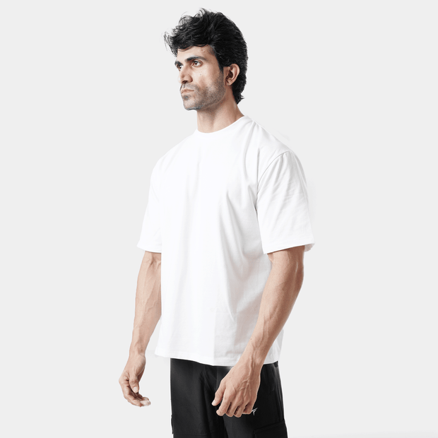 Tf-Premium White Basic Oversize Muscle Tee