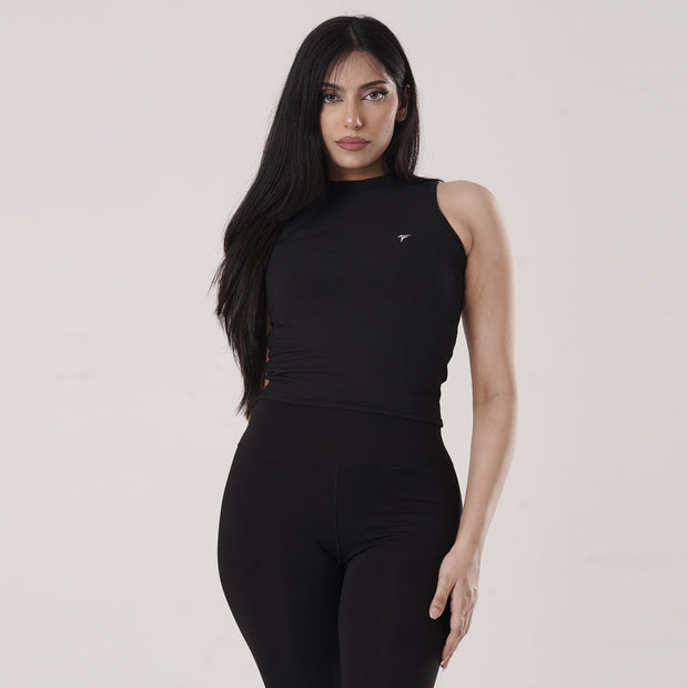 Tf-Essential Ribbed Black Women Sleeveless Top