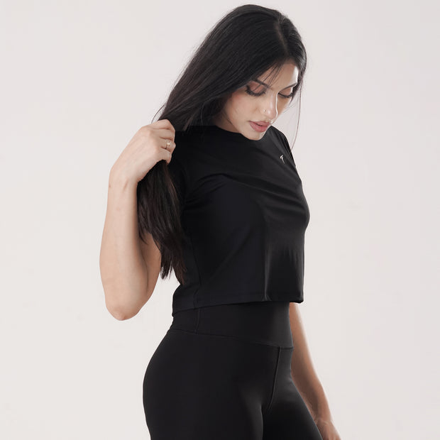 Tf-Exclusive Black Short Body Ribbed Top