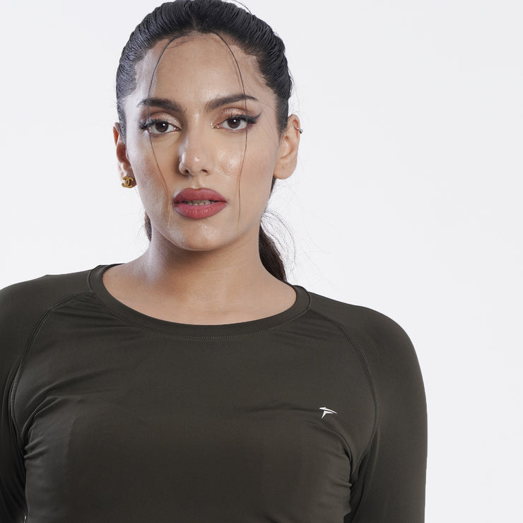 Tf-Premium Olive Green Women Full Sleeve Performance Tee