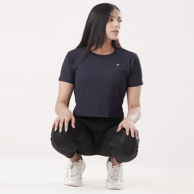 Tf-Exclusive Navy Short Body Ribbed Top