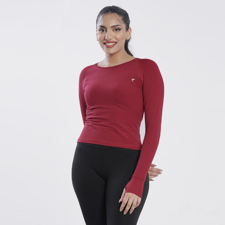 Tf-Premium Light Maroon Women Full Sleeve Performance Tee