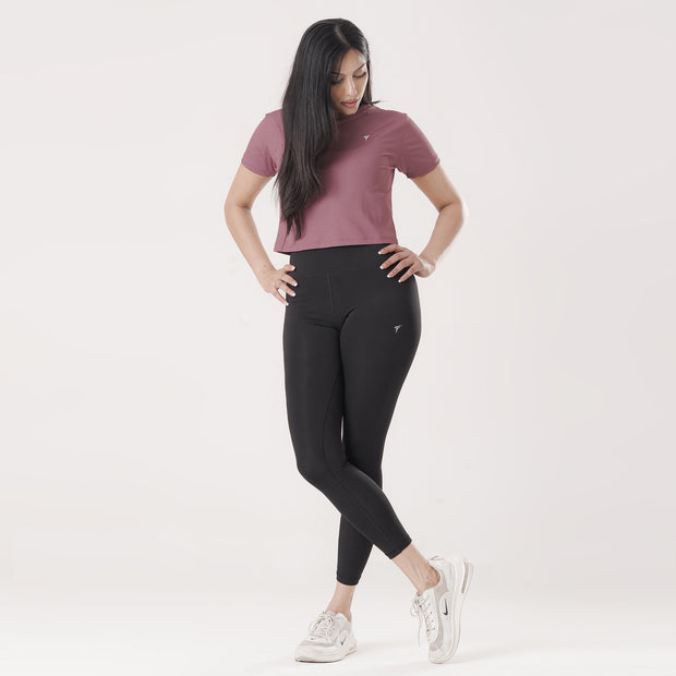Tf-Exclusive Dull Maroon Short Body Ribbed Top