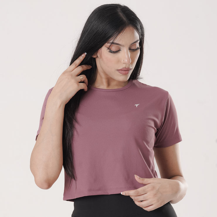 Tf-Exclusive Dull Maroon Short Body Ribbed Top
