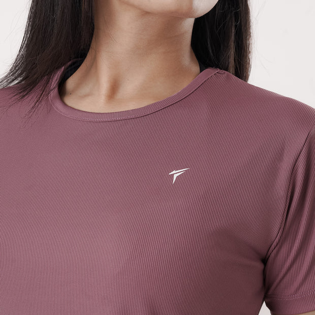 Tf-Exclusive Dull Maroon Short Body Ribbed Top