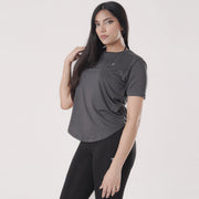 Tf-Premium Charcoal Half Sleeve Women Mesh Tee