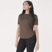 Tf-Premium Olive Half Sleeve Women Mesh Tee