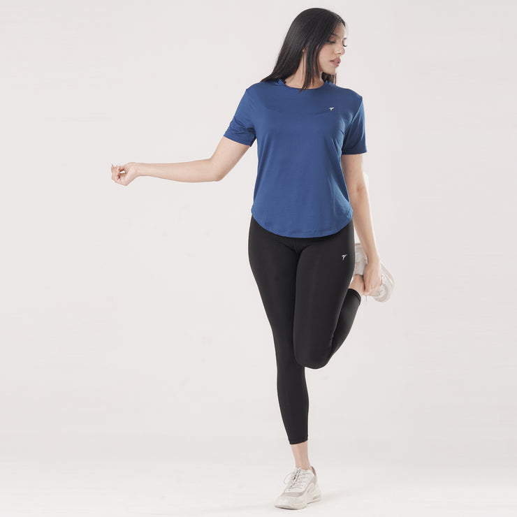 Tf-Premium Imperial Blue Half Sleeve Women Mesh Tee