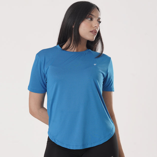 Tf-Premium Royal Blue Half Sleeve Women Mesh Tee