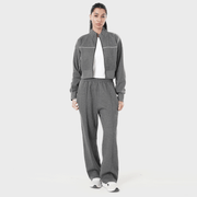 Tf-Premium Charcoal Fleece Essential Women Zipper Top