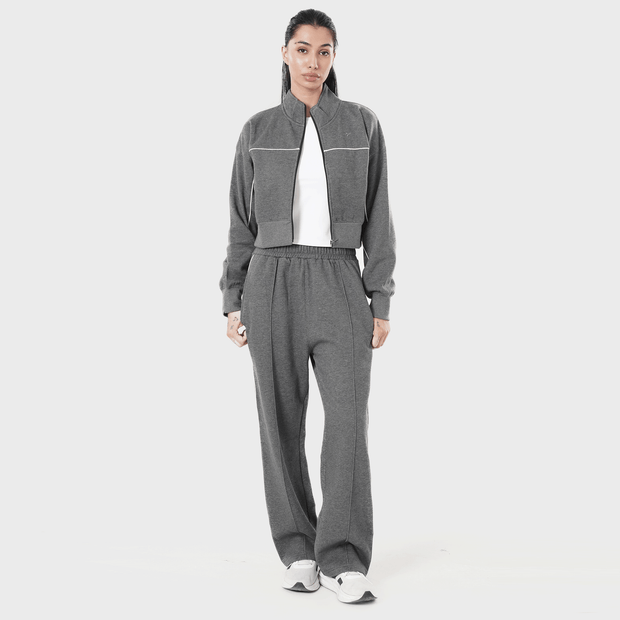 Tf-Premium Charcoal Fleece Essential Women Zipper Top