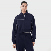 Tf-Premium Navy Fleece Essential Women Zipper Top