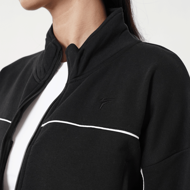 Tf-Premium Black Fleece Essential Women Zipper Top