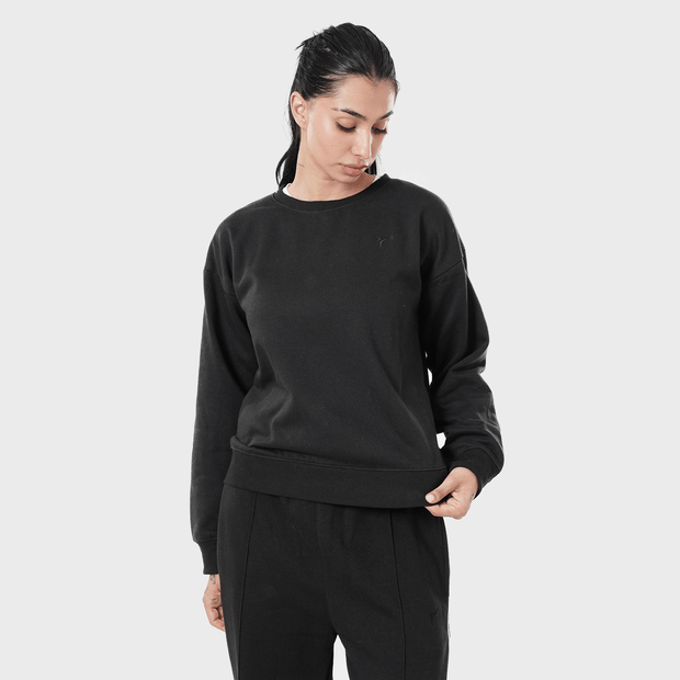Tf-Premium Black Essential Women Sweatshirt Top