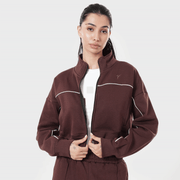 Tf-Premium Brown Fleece Essential Women Zipper Top