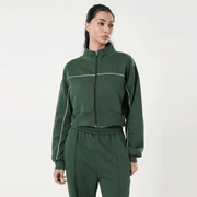Tf-Premium Green Fleece Essential Women Zipper Top