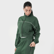 Tf-Premium Green Fleece Essential Women Zipper Top