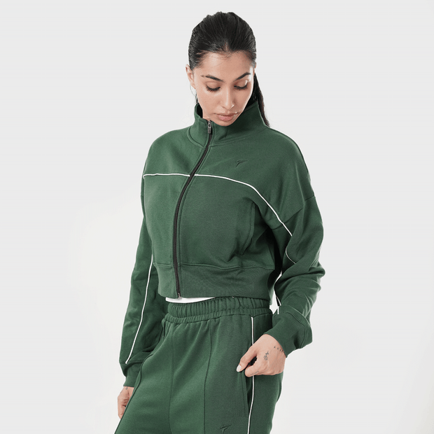 Tf-Premium Green Fleece Essential Women Zipper Top