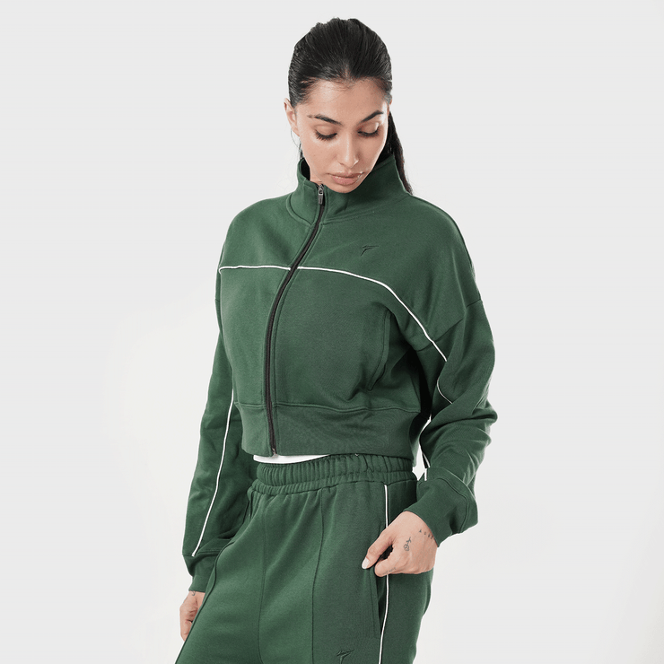 Tf-Premium Green Fleece Essential Women Zipper Top