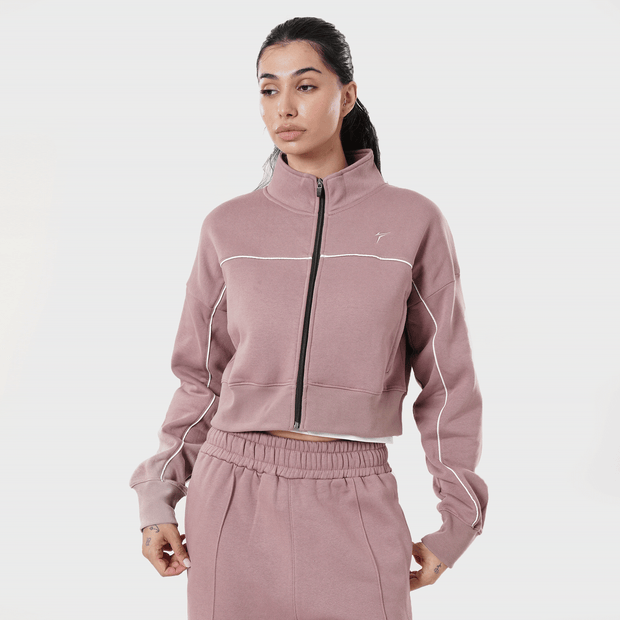 Tf-Premium Rust Pink Fleece Essential Women Zipper Top