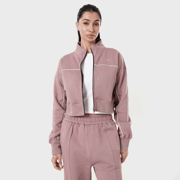 Tf-Premium Rust Pink Fleece Essential Women Zipper Top