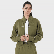 Tf-Premium Olive Fleece Essential Women Zipper Top