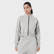 Tf-Premium Grey Fleece Essential Women Zipper Top