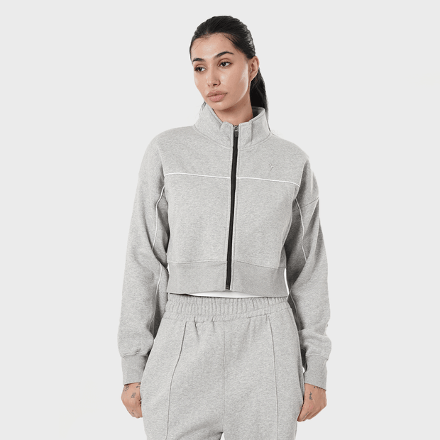 Tf-Premium Grey Fleece Essential Women Zipper Top