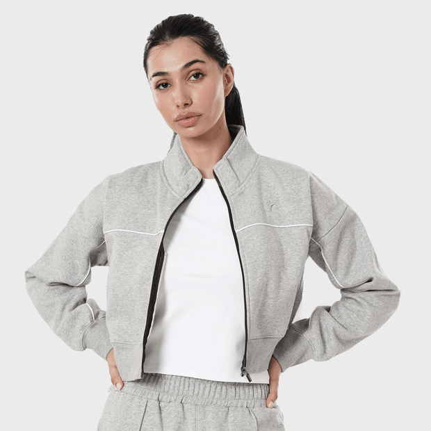 Tf-Premium Grey Fleece Essential Women Zipper Top