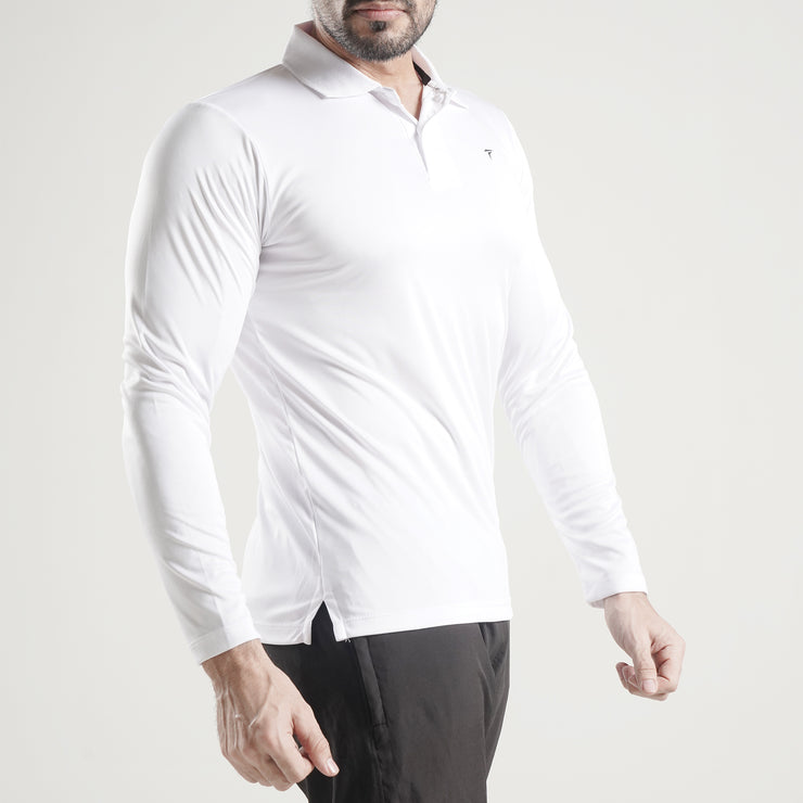 Tf-Full Sleeve White Polo Tee