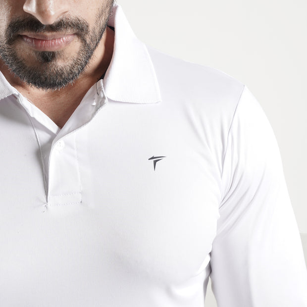 Tf-Full Sleeve White Polo Tee