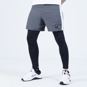 Tf-Grey Full Compression Shorts With White Panel