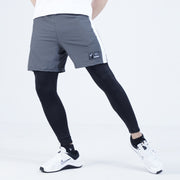 Tf-Grey Full Compression Shorts With White Panel