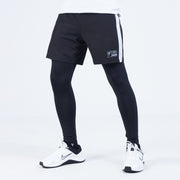 Tf-All Black Full Compression Shorts With White Panel