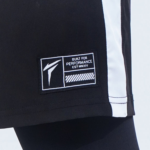 Tf-All Black Full Compression Shorts With White Panel