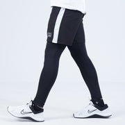 Tf-All Black Full Compression Shorts With White Panel