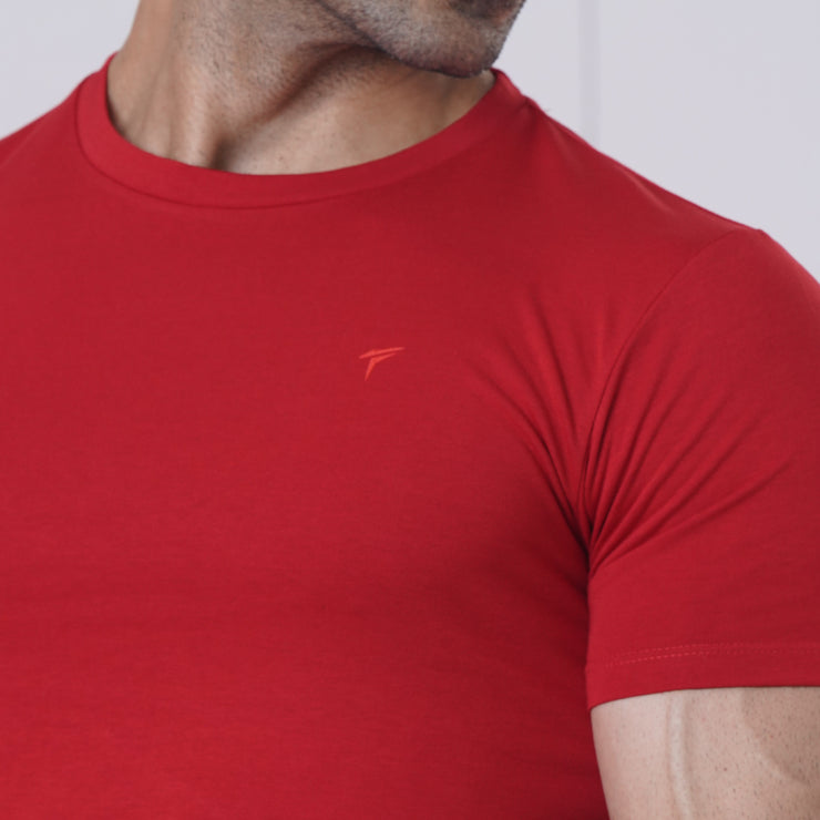 Tf-Active Red Muscle-Fit Premium Lycra Tee