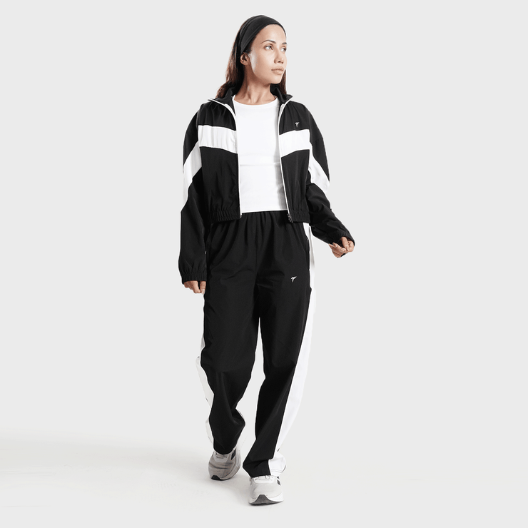 Tf-BaseRun Black And White Contrast Women Zipper Top