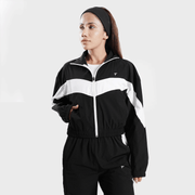 Tf-BaseRun Black And White Contrast Women Zipper Top