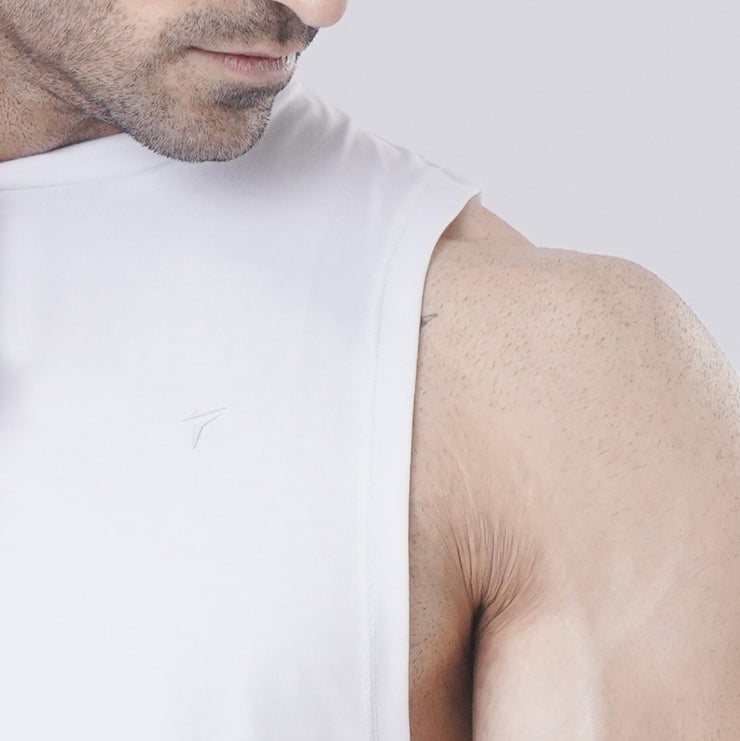 Tf-White Premium Deep Cut Tanks