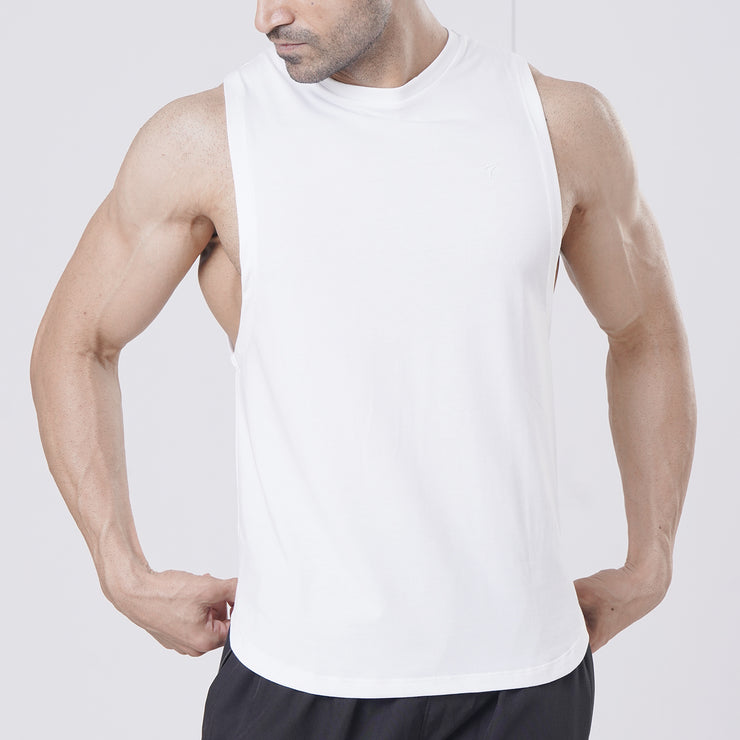 Tf-White Premium Deep Cut Tanks