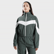 Tf-BaseRun Green And White Contrast Women Zipper Top