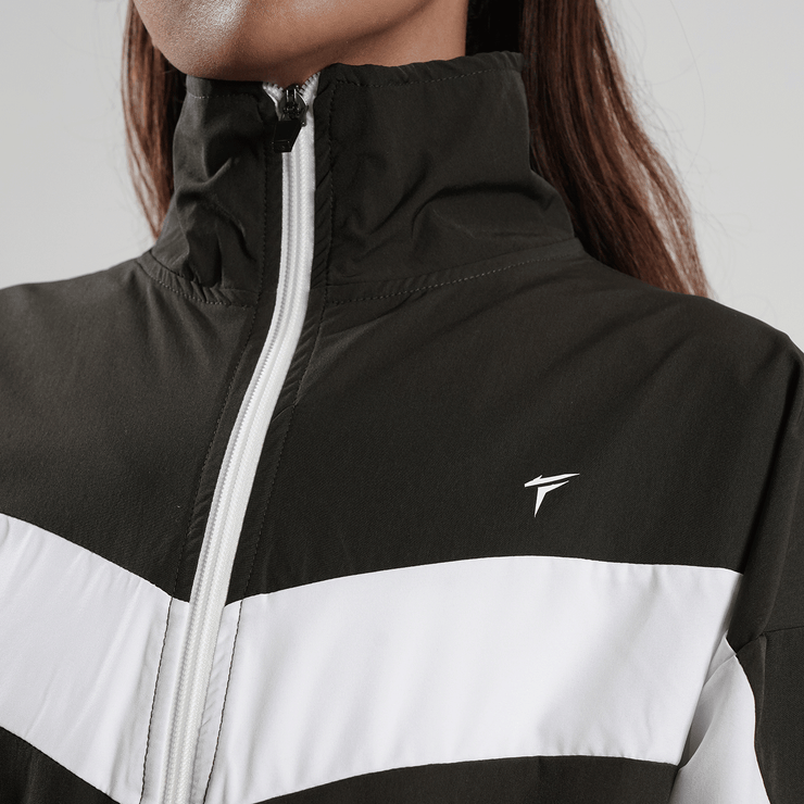 Tf-BaseRun Olive And White Contrast Women Zipper Top