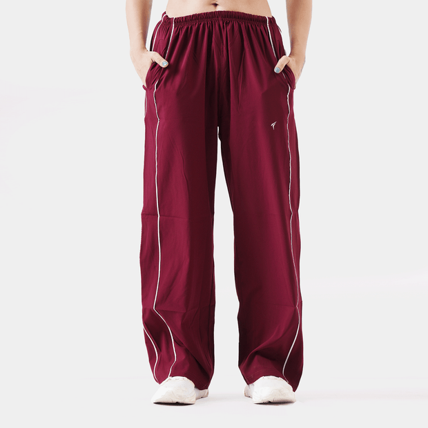 Tf-Premium Maroon Wide Leg Double Piping Bottoms